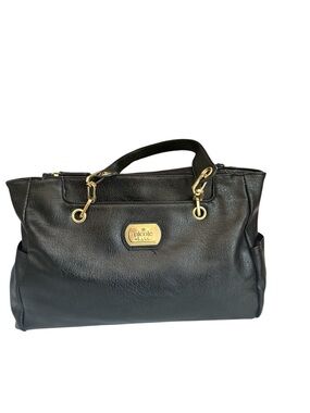 Nicole by Nicole Miller Black Satchel with Gold Accents